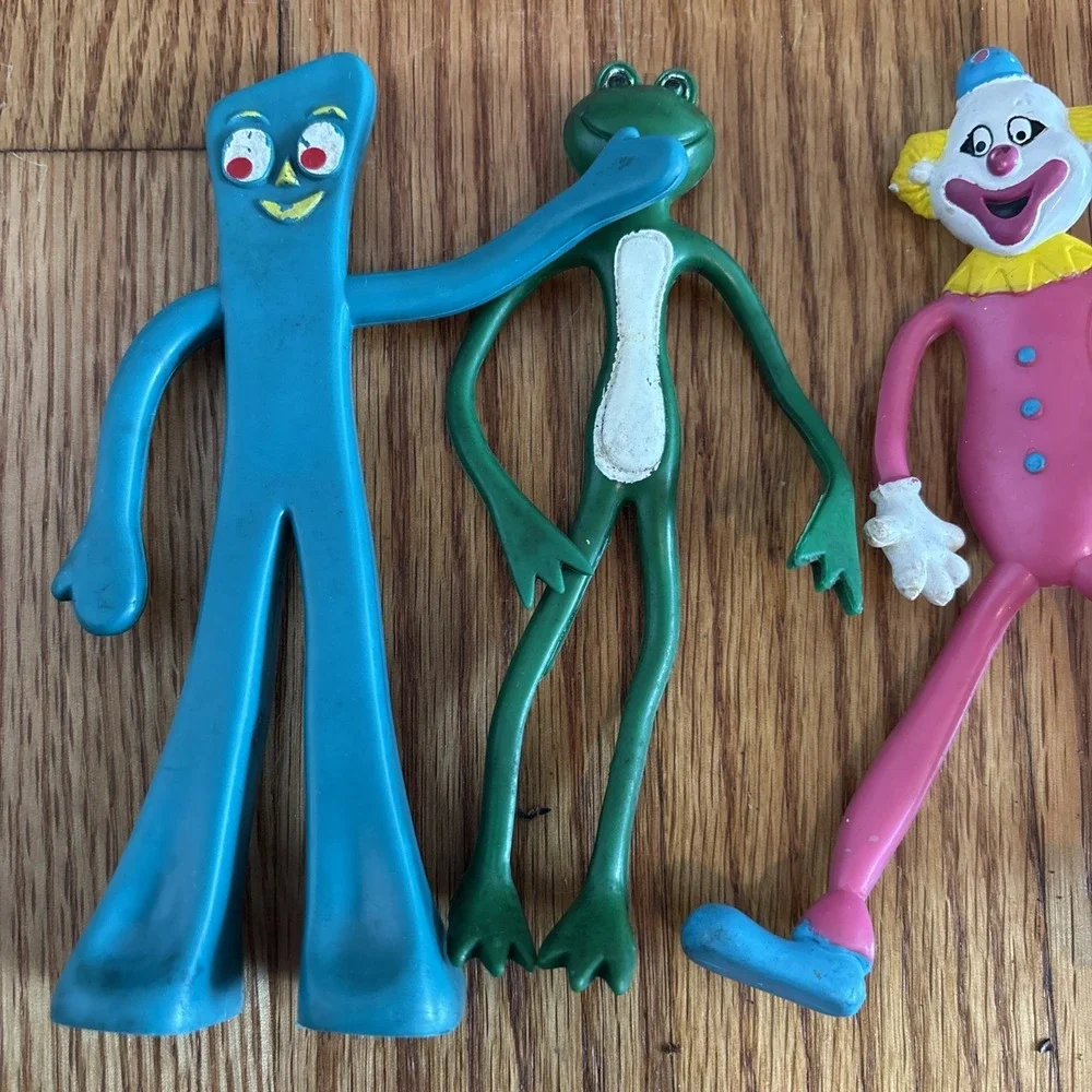 Vintage Gumby Jesco Prema Toys And‎ Other Bendy Toys Clown, Rabbit, Frog